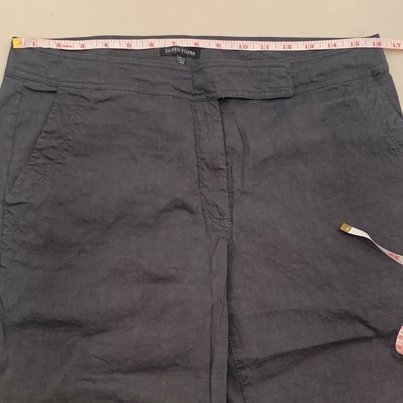 EILEEN FISHER Dark Charcoal Gray Linen-Viscose Spandex Blend Pants Size 12 - Picture 9 of 10